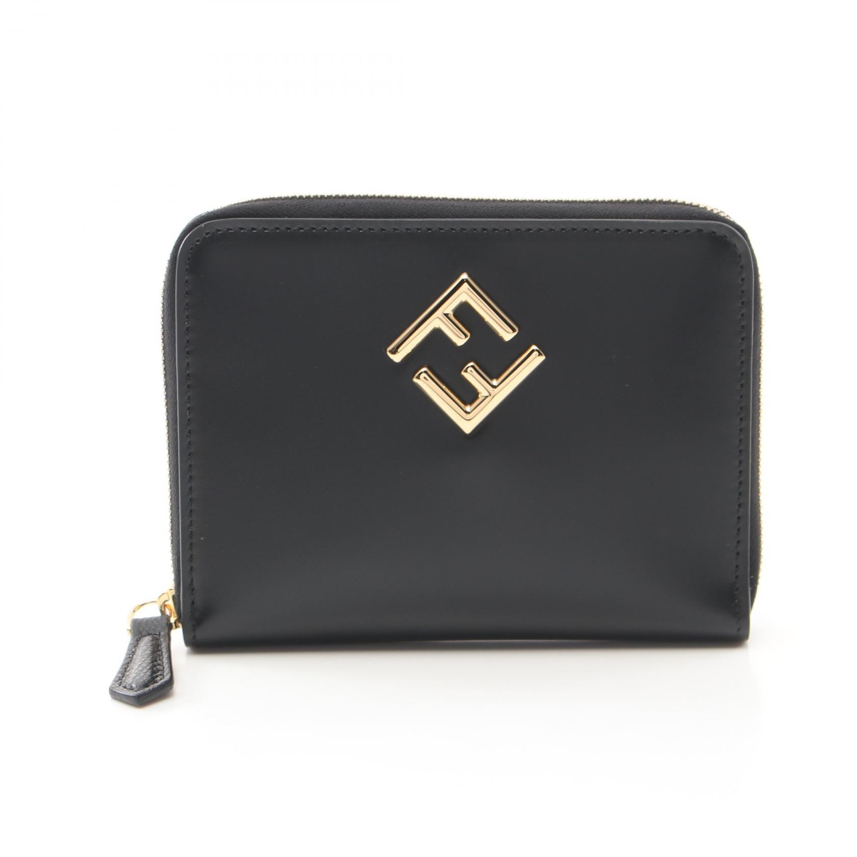 フェンディ FENDI FFダイヤモンド ラウンド財布 財布 レザー レディース ブラック系 8M0508ALV4F0KUR 【新品】