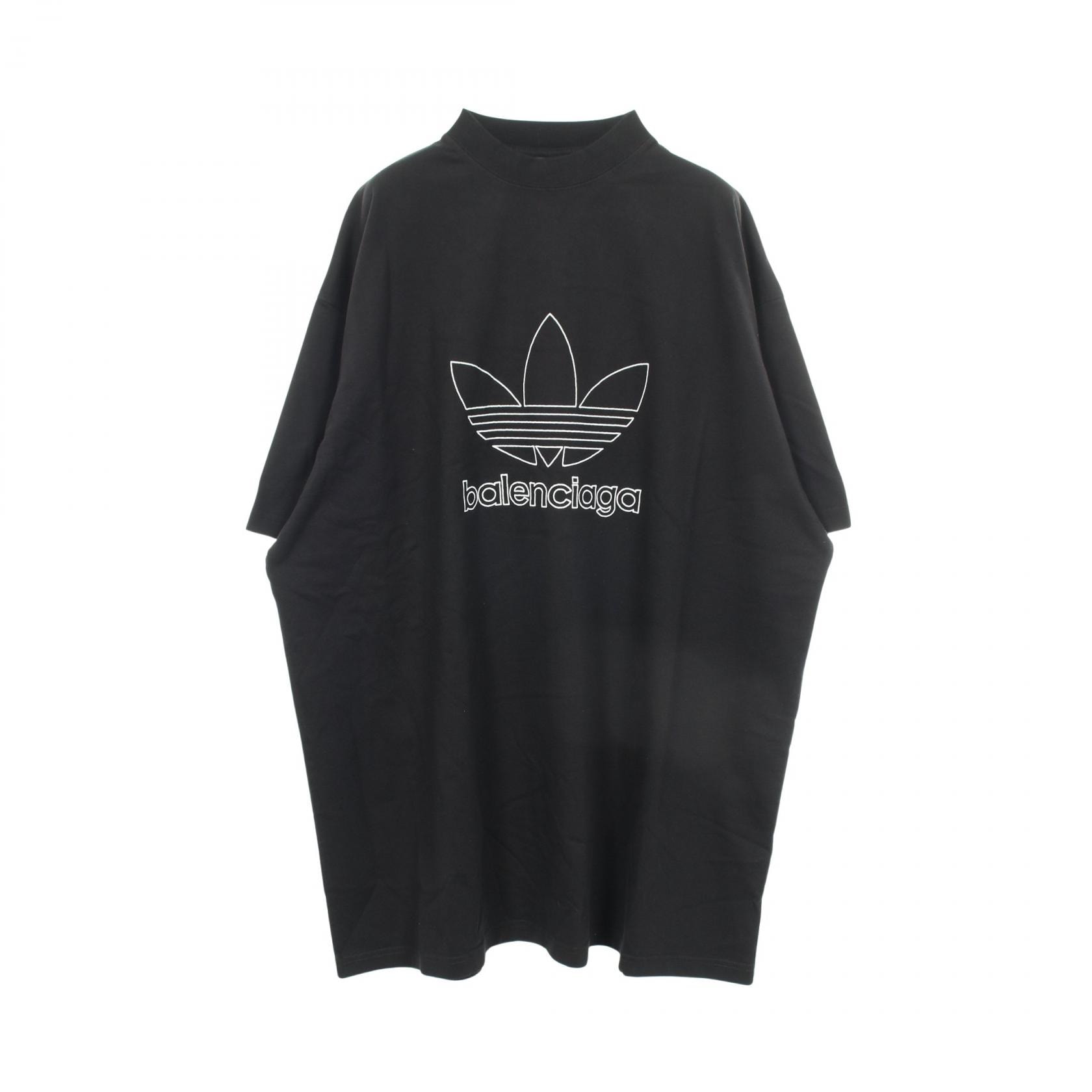 バレンシアガ BALENCIAGA BALENCIAGA × adidas ロゴ刺繍 オーバーサイズ 半袖Tシャツ 衣料品 トップス コットン メンズ ブラック系 【中古】