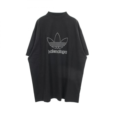 バレンシアガ BALENCIAGA BALENCIAGA × adidas ロゴ刺繍 オーバーサイズ 半袖Tシャツ 衣料品 トップス コットン メンズ ブラック系 【中古】
