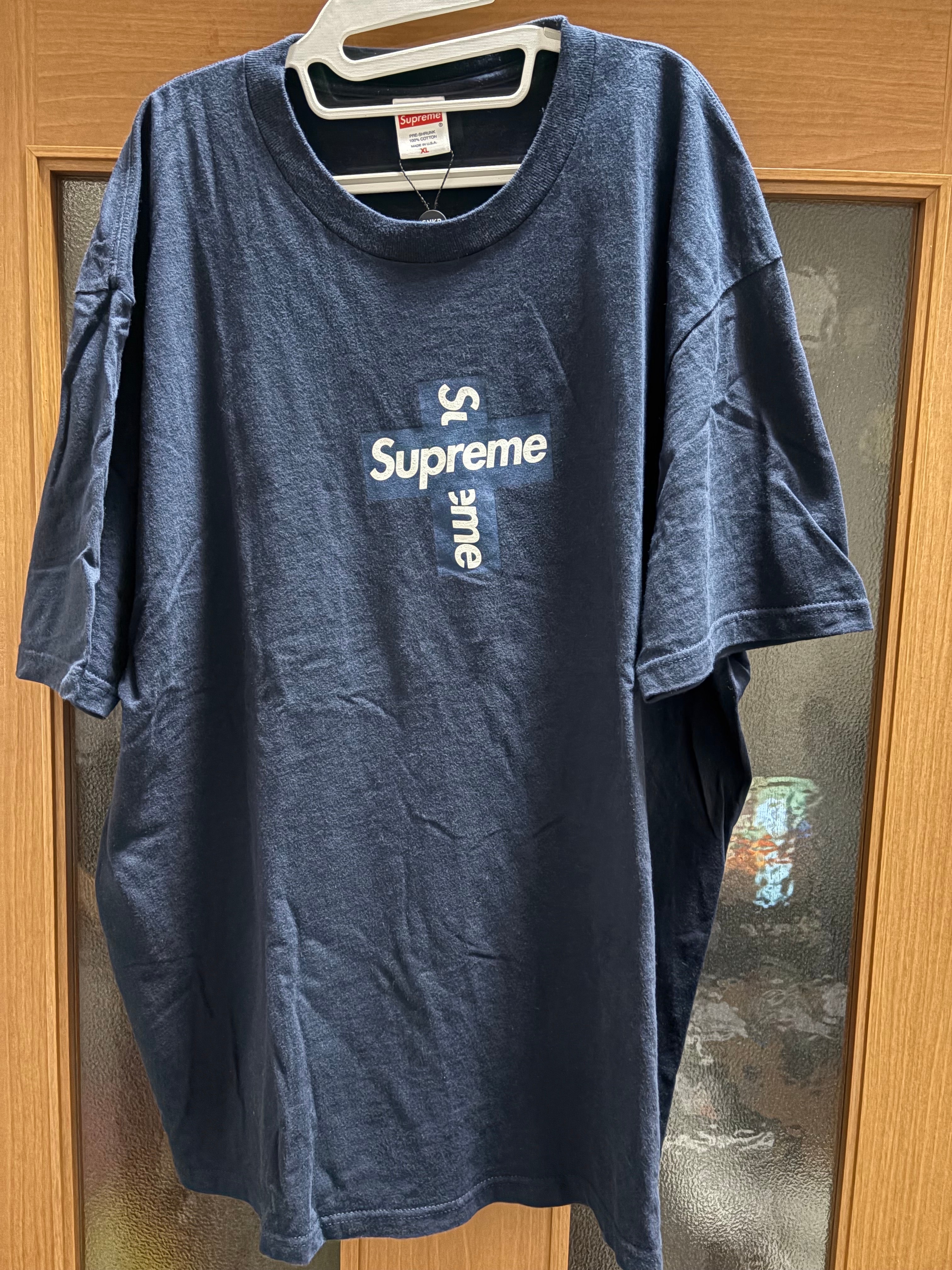 Supreme Cross Box Logo Tee "Navy"