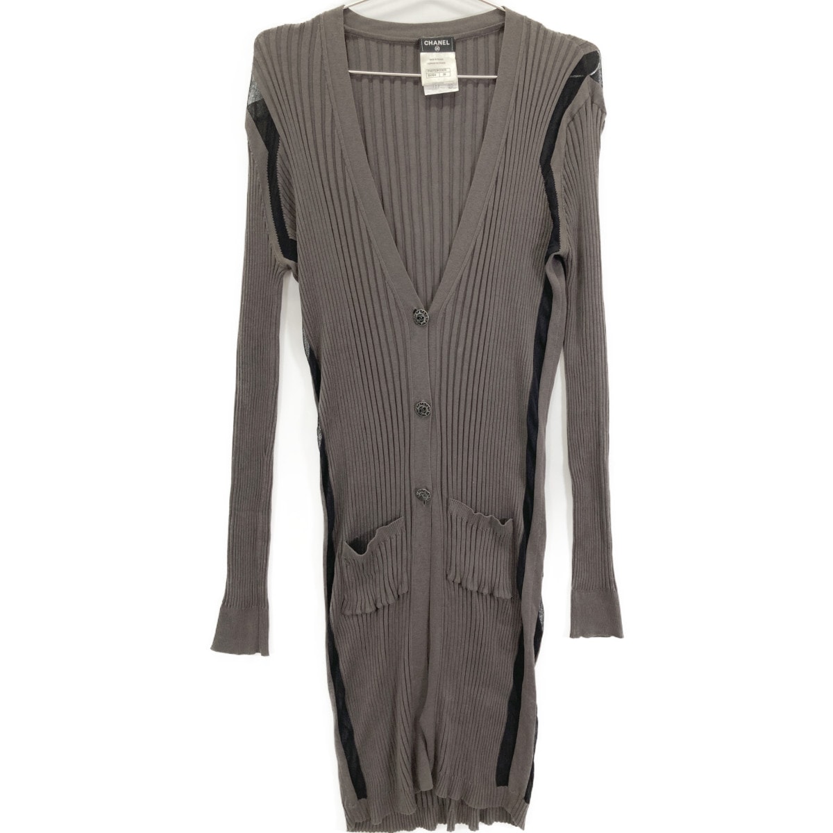 シャネル P40753K03011 ﾌﾞﾗｳﾝ ｼﾙｸｺｯﾄﾝ ｶｼﾐﾔ混 ｶｰﾃﾞｨｶﾞﾝ 38