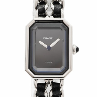 【6wfd0289】シャネル プルミエールM H0451 黒文字盤【中古】腕時計 レディース