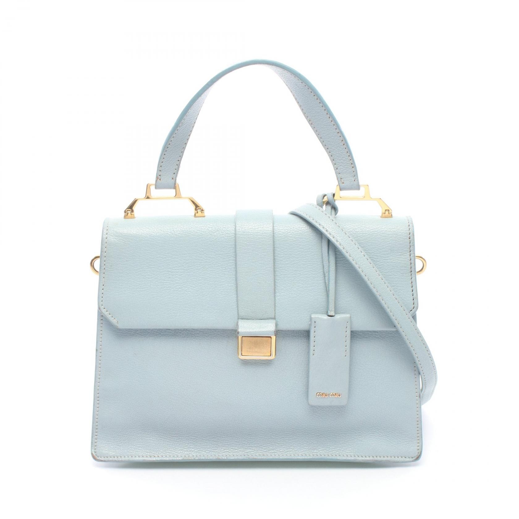 ミュウ ミュウ Miu Miu MADRAS マドラス 2WAY ハンドバッグ バッグ レザー レディース ブルー系 / グリーン系 / ピンク系 【中古】