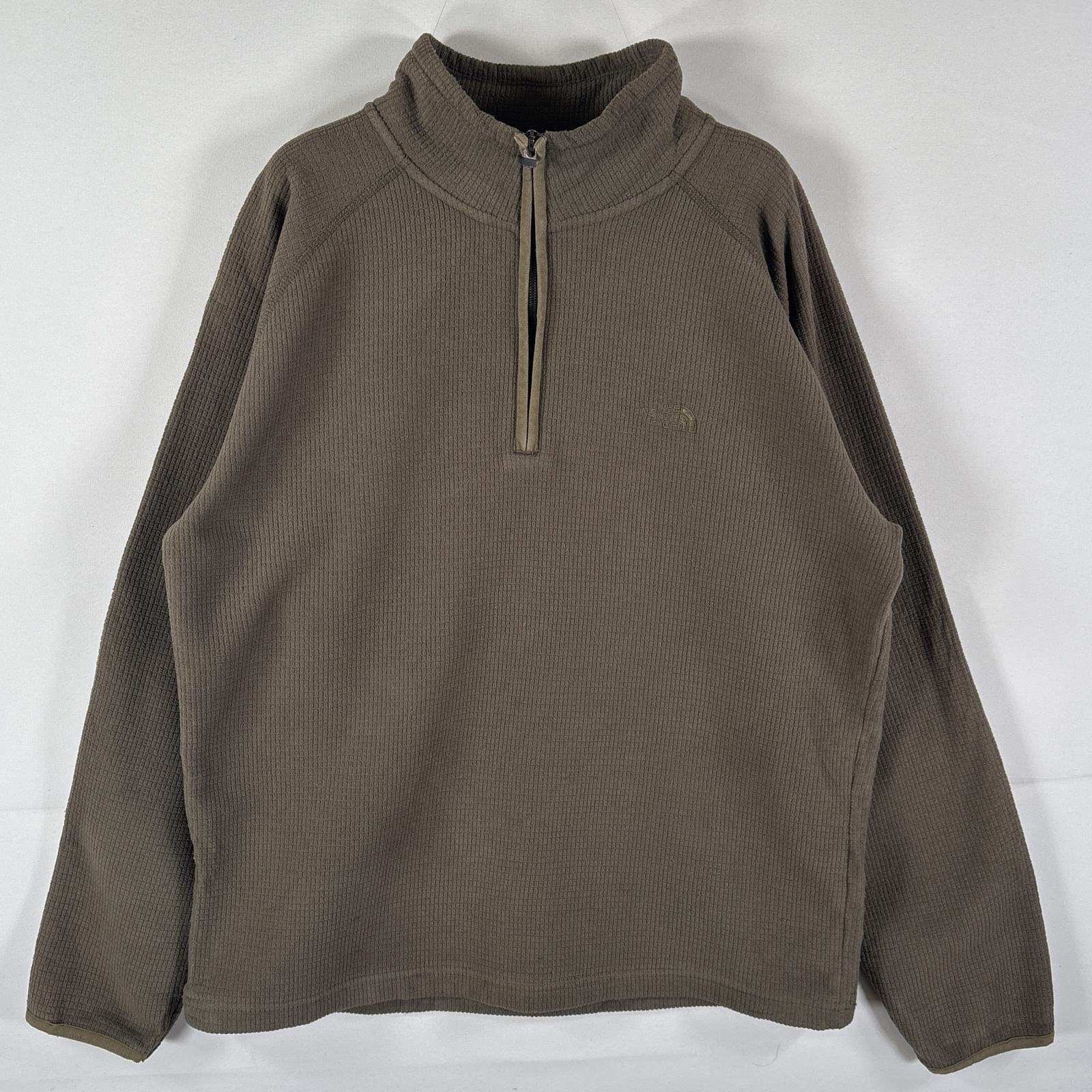 古着 ザ・ノースフェイス THE NORTH FACE フリーストレーナー ワッフルフリース ハーフジップ 刺繍ロゴ M  グリーン系 メンズ