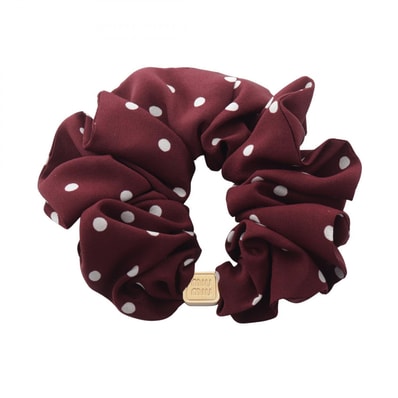 ミュウ ミュウ Miu Miu ドット柄 シュシュ 衣料品 シルク レディース ボルドー系 【中古】