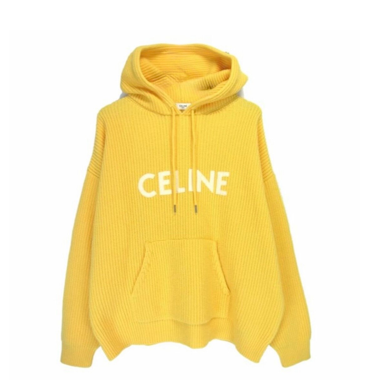 CELINE Sweater With Hood In Ribbed Wool "Mimosa"