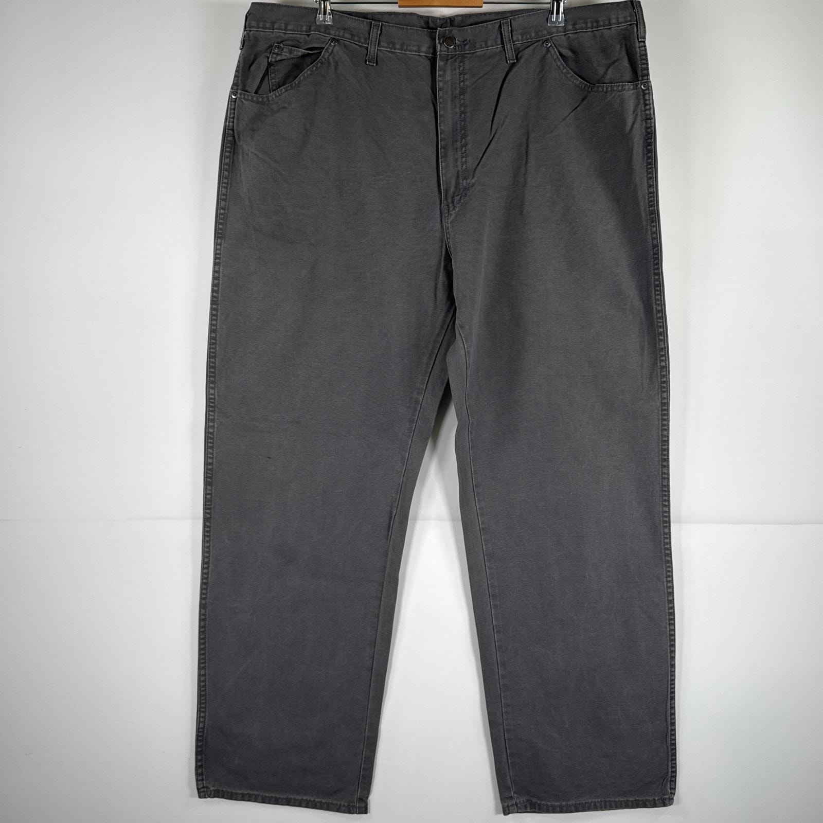 古着 ディッキーズ Dickies ワークパンツ ダック ペインターパンツ 作業着 ワンポイント ロゴ ストレート 大きいサイズ w44 L32 グレー メンズ