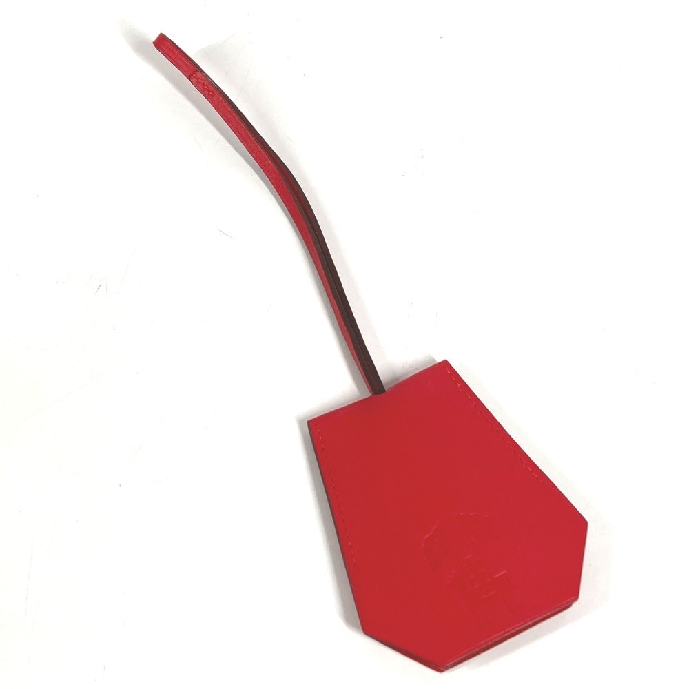 エルメス HERMES クロシェット 2024 イヤーズギフト バッグチャーム キーホルダー チャーム レザー レッド 未使用