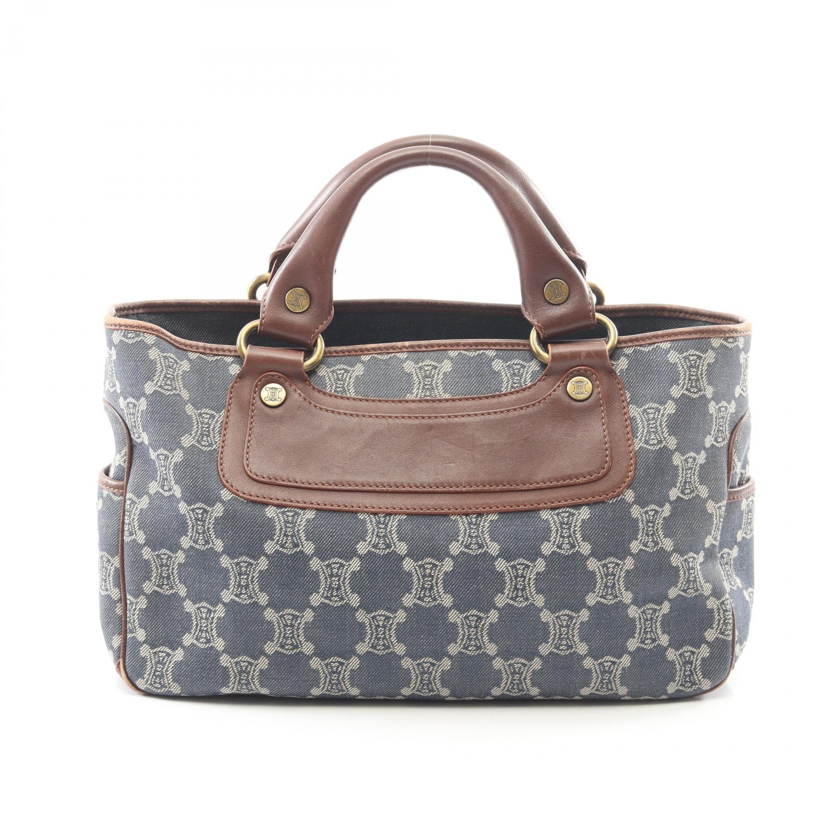 セリーヌ CELINE ブギーバッグ パリマカダム ハンドバッグ バッグ デニム レザー レディース ネイビー系 / ブラウン系 【中古】