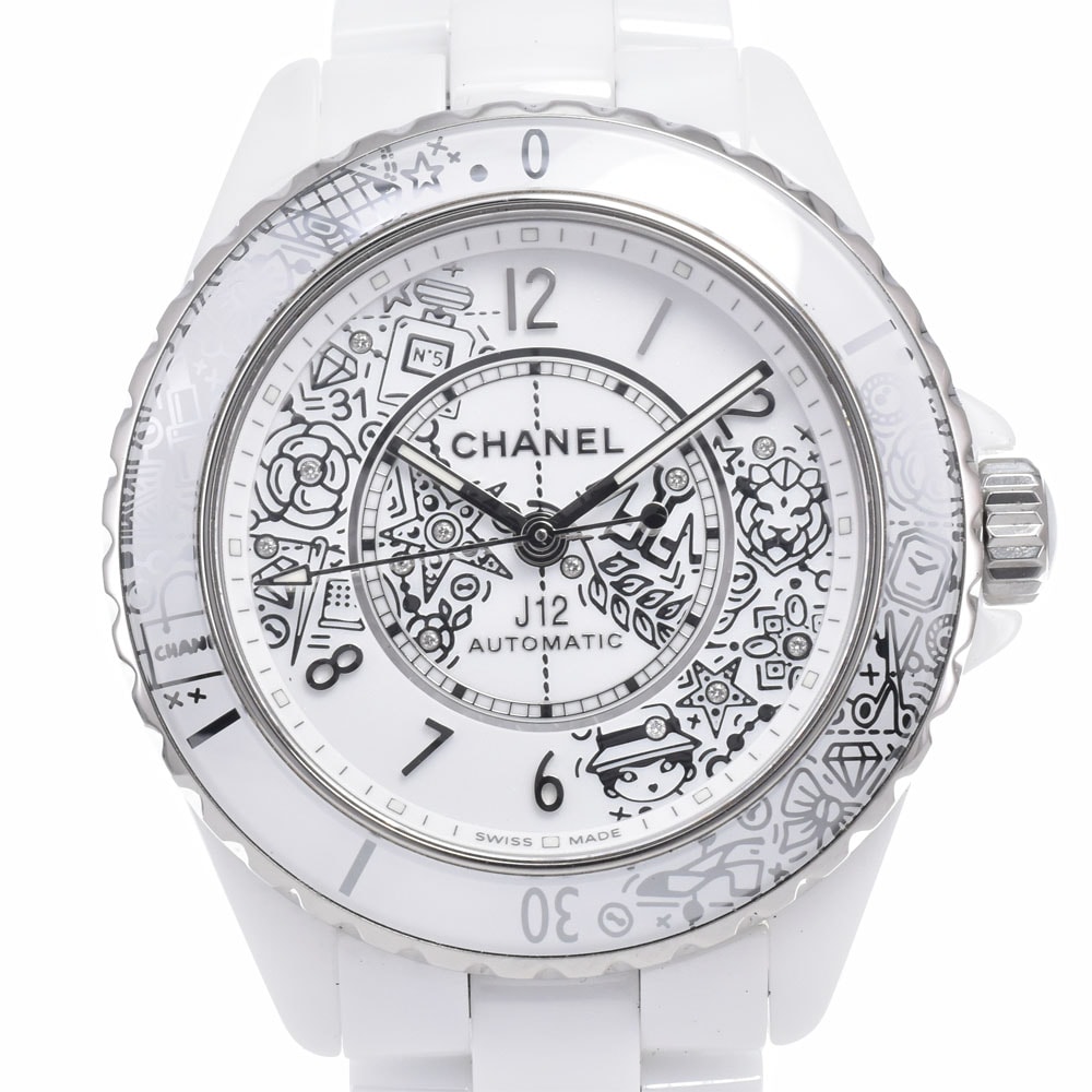 シャネル CHANEL H6476 J12 .20 世界限定2020本 12P ダイヤモンド ホワイト 自動巻き ユニセックス 美品 箱・保証書付き 腕時計 J#150561