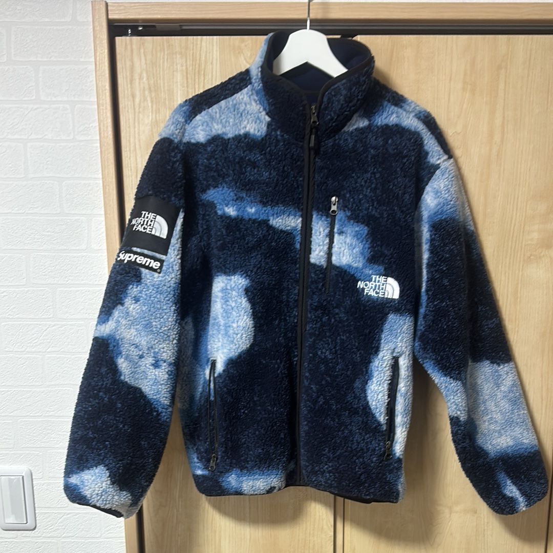 Supreme x The North Face Bleached Denim Print Fleece Jacket "Indigo"