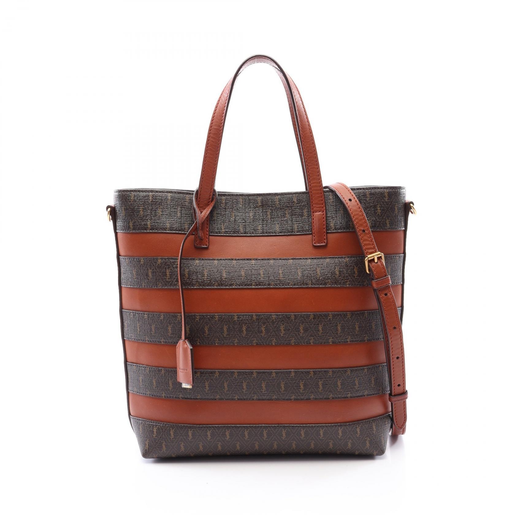 サンローランパリ SAINT LAURENT PARIS SHOPPING TOY ショッピングトイ 2WAY ハンドバッグ バッグ PVCコーティングキャンバス レザー レディース ブラウン系 600307 【中古】