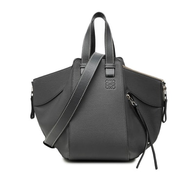 ロエベ ハンモック スモール ハンドバッグ ショルダーバッグ 2WAY グレー レザー レディース LOEWE 【中古】