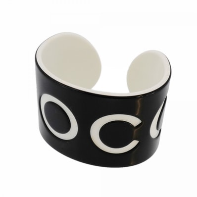 【6jdb0444-k】シャネル バングル COCOロゴ プラスチック ホワイト ブラック【中古】レディース