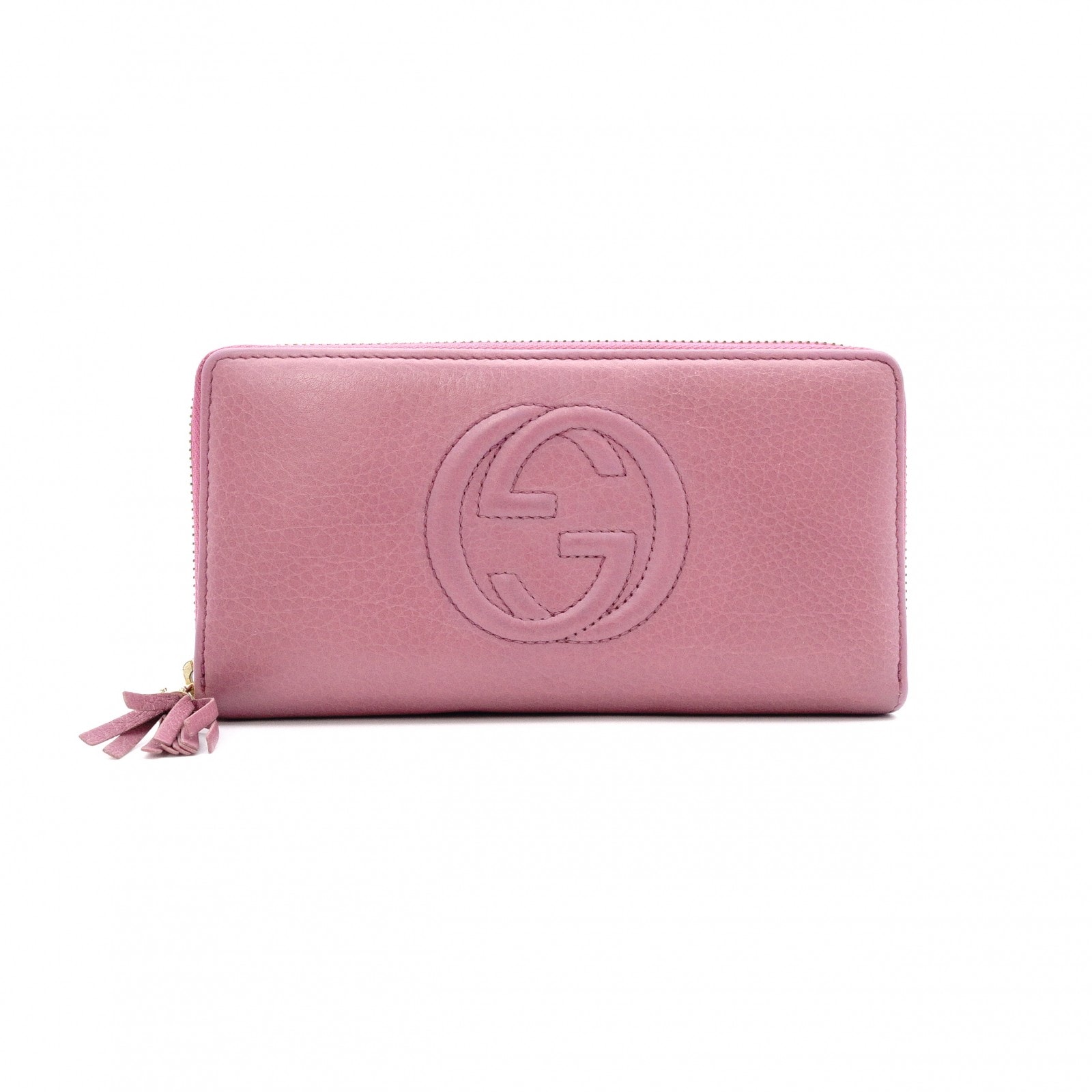 GUCCI グッチ ソーホー 長財布 レザー ピンク フリンジ タッセル 財布