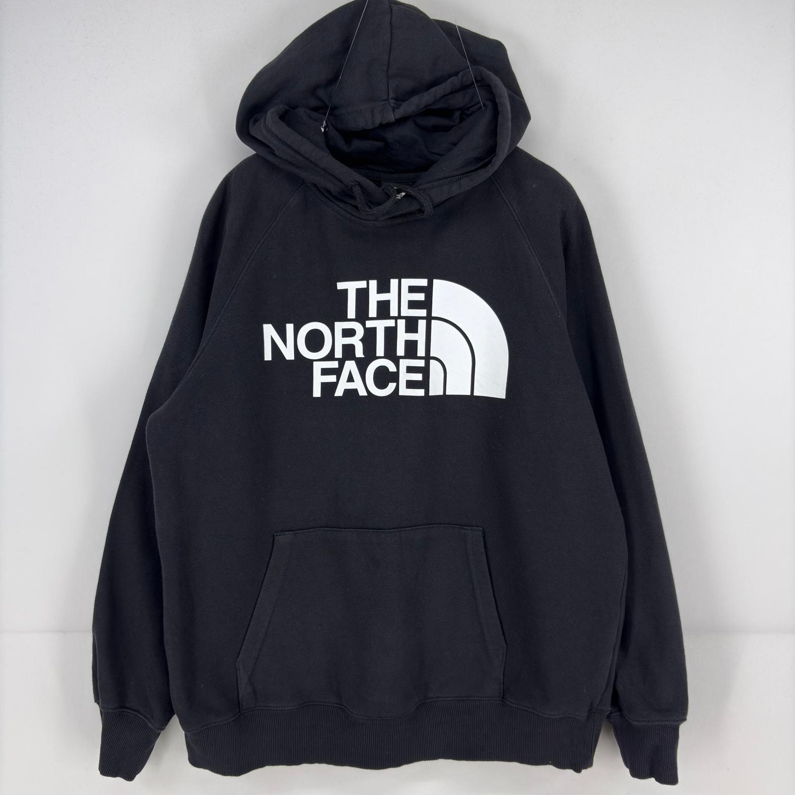古着 ザ・ノースフェイス THE NORTH FACE パーカー スウェット プルオーバー ロゴ プリント ビッグロゴ プリント M  ブラック レディース