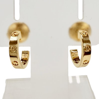 極美品 カルティエ ピアス LOVE ミニラブ フープ イヤリング AXN851