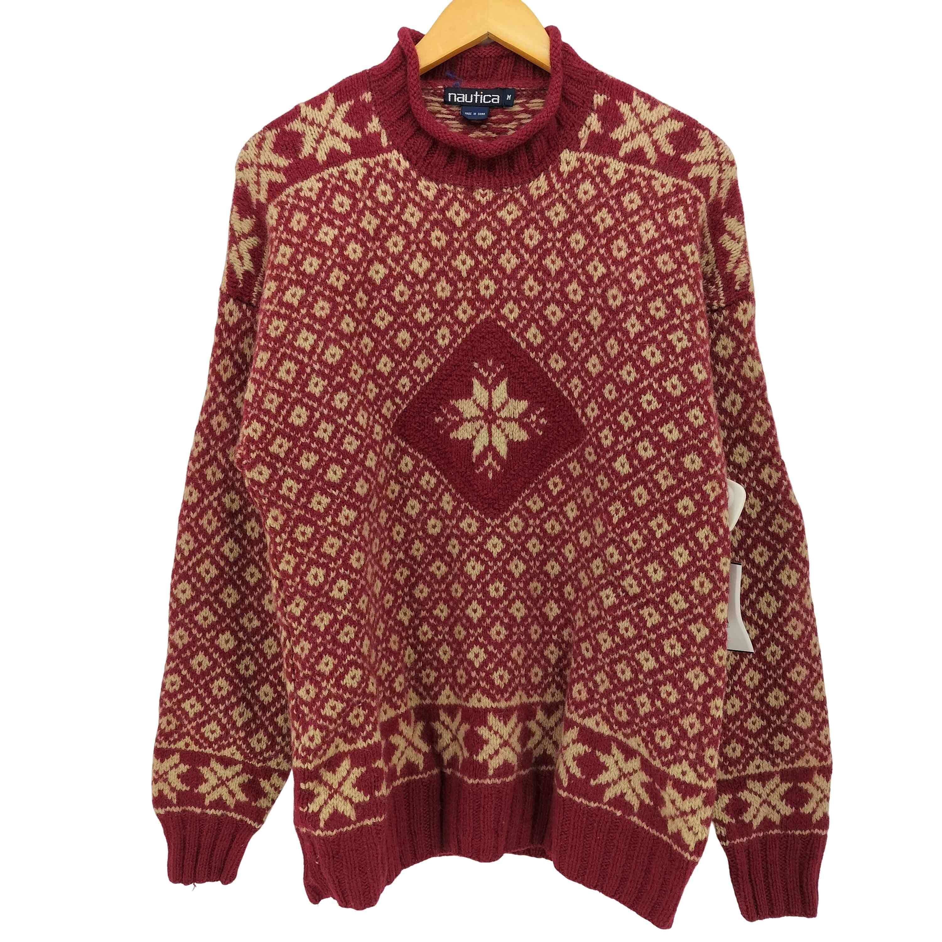 90S ノルディック柄 ロールネック ウール ニット【1139995414819】