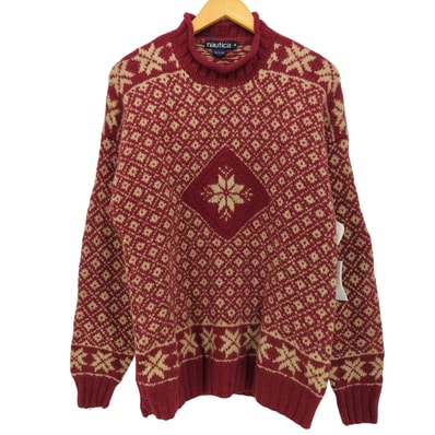 90S ノルディック柄 ロールネック ウール ニット【1139995414819】