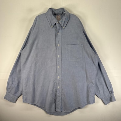 古着 ブルックスブラザーズ Brooks Brothers 長袖シャツ ボタンダウン USA製 L ブルー系 無地 メンズ