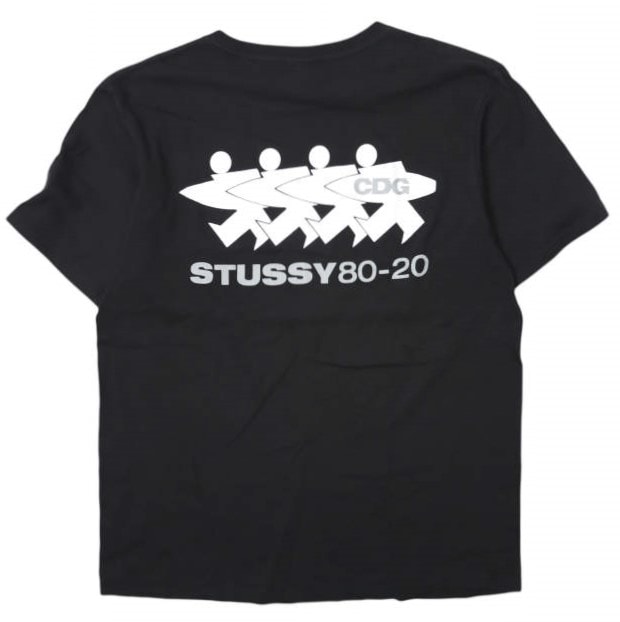 STUSSY x CDG ステューシー COMME des GARCONS コムデギャルソン 別注 SURFMAN TEE サーフマンTシャツ L BLACK 半袖 トップス g28295