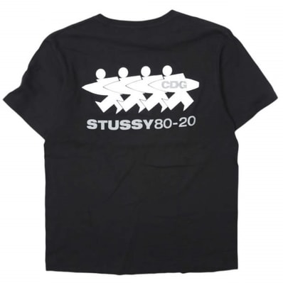 STUSSY x CDG ステューシー COMME des GARCONS コムデギャルソン 別注 SURFMAN TEE サーフマンTシャツ L BLACK 半袖 トップス g28295