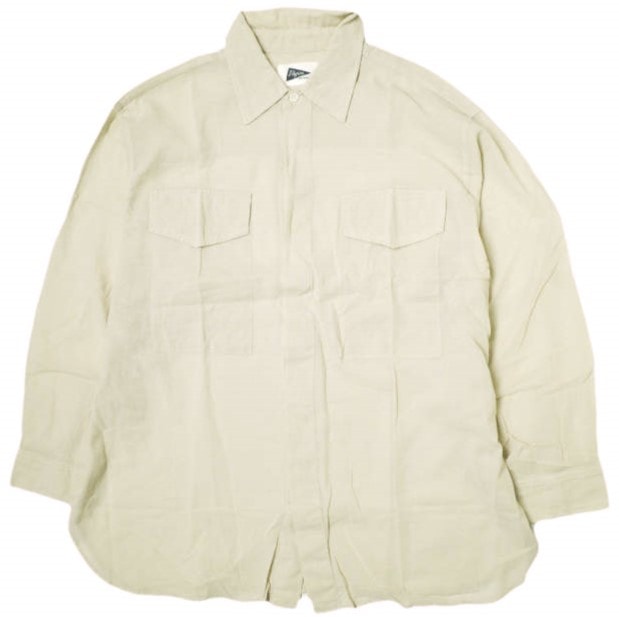 Pilgrim Surf+Supply ピルグリム サーフ+サプライ 23SS 日本製 Celeste Sheer Blouse シアーミリタリーシャツ 37-11-0258-594 0 NATURAL BEAMS 長袖 トップス g21678