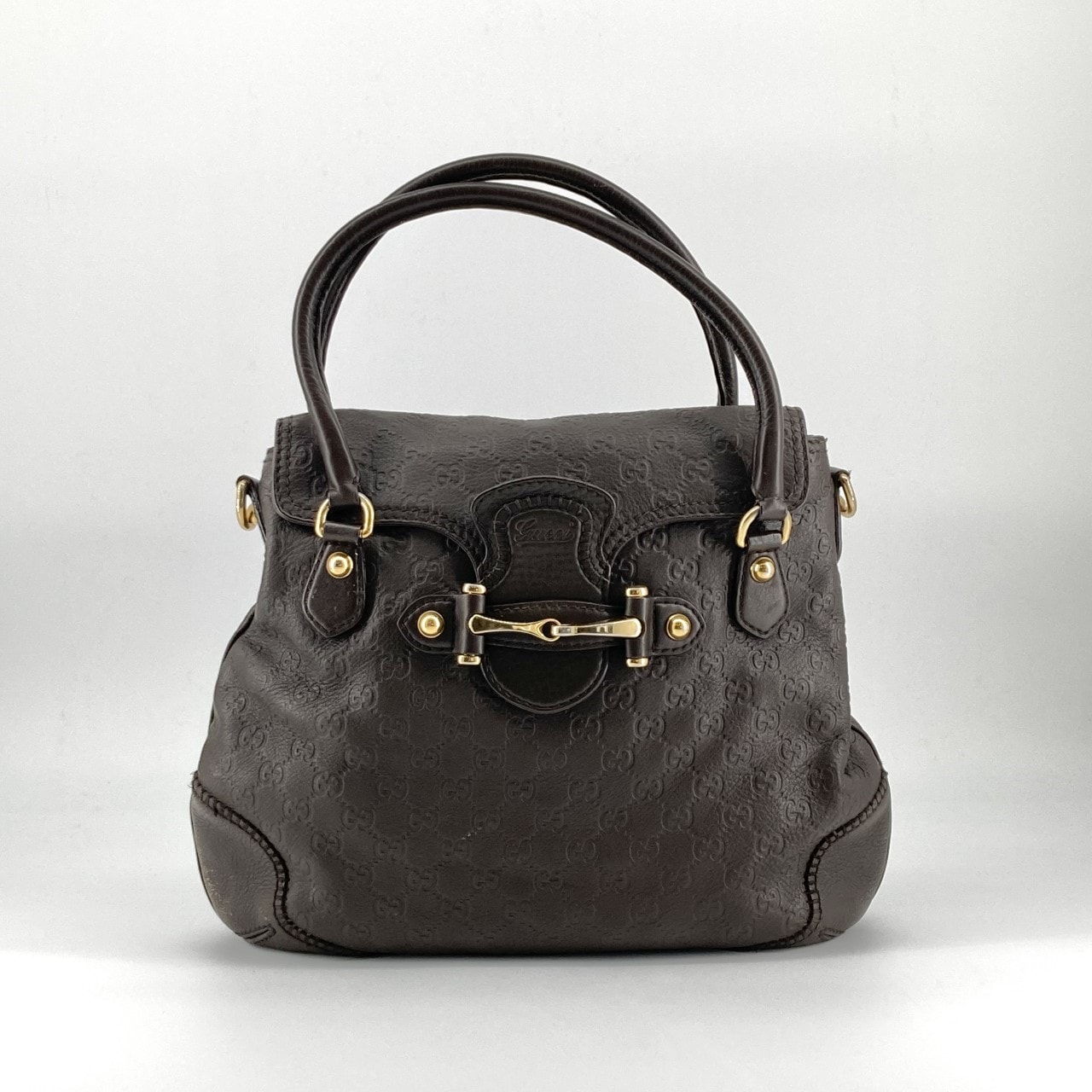 GUCCI(グッチ) グッチシマ ゴールドホースビット 223959 ハンドバッグ ブラウン×ゴールド