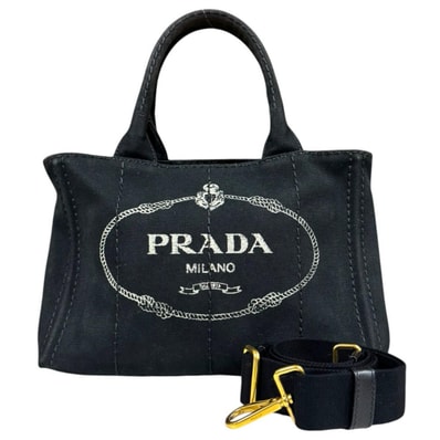 プラダ カナパ ショルダーバッグ キャンバス IBG439 ブラック レディース PRADA 中古