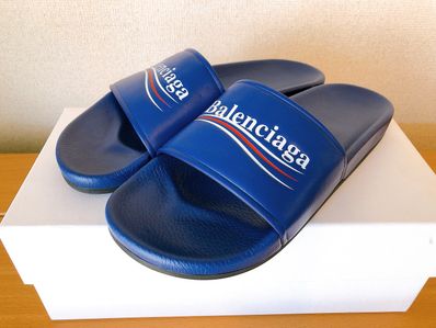 BALENCIAGA Political Campaign Pool Slide Sandal ”Blue”