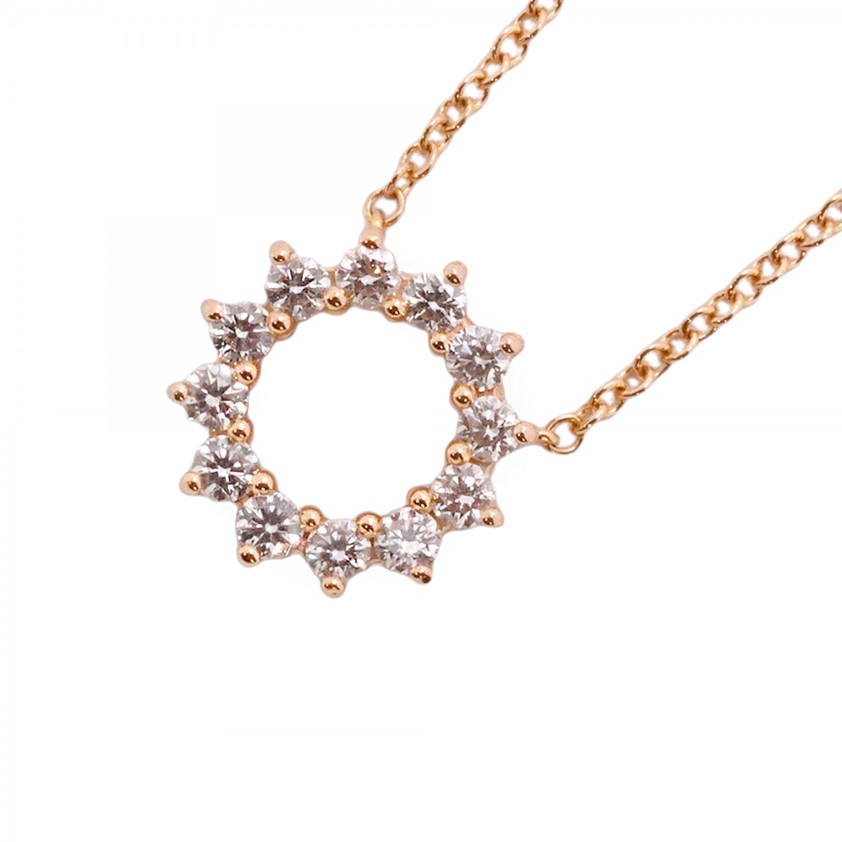 【6jdb0427-17】ティファニー ネックレス オープンサークル K18PG ピンクゴールド ダイヤモンド【中古】レディース