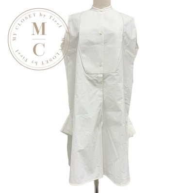 ロエベ LOEWE ワンピース コットン ホワイト 未使用 シャツワンピース ノースリーブ