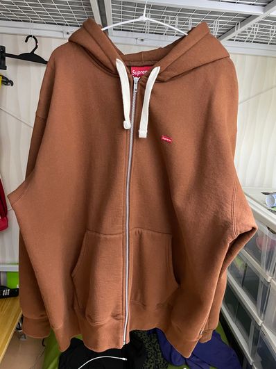 Supreme Small Box Drawcord Zip Up Hooded Sweatshirt "Brown"