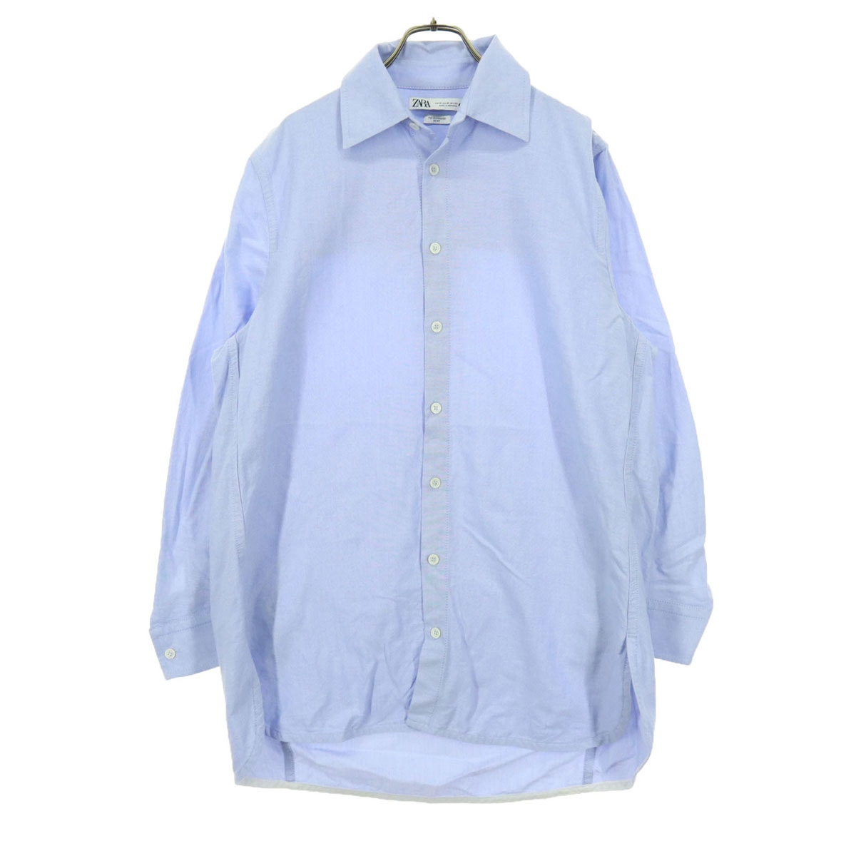 ZARA ザラ 長袖 コットンシャツ M ブルー系