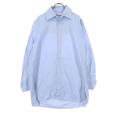 ZARA ザラ 長袖 コットンシャツ M ブルー系