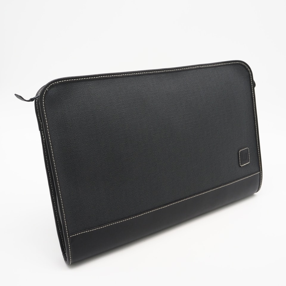 美品 Dunhill ダンヒル レザー クラッチバッグ - クラッチバッグ グレー ブラック レザー メンズ