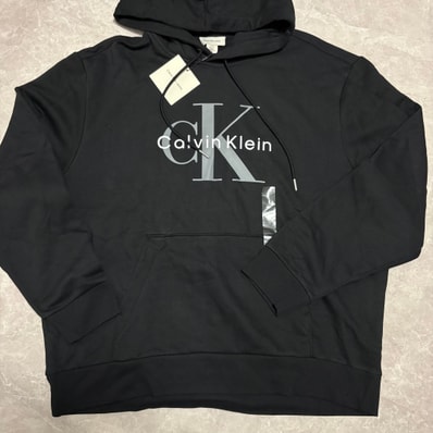 Calvin Klein Jeans Women's LS Monologo French Terry Po Hoodie "Black"