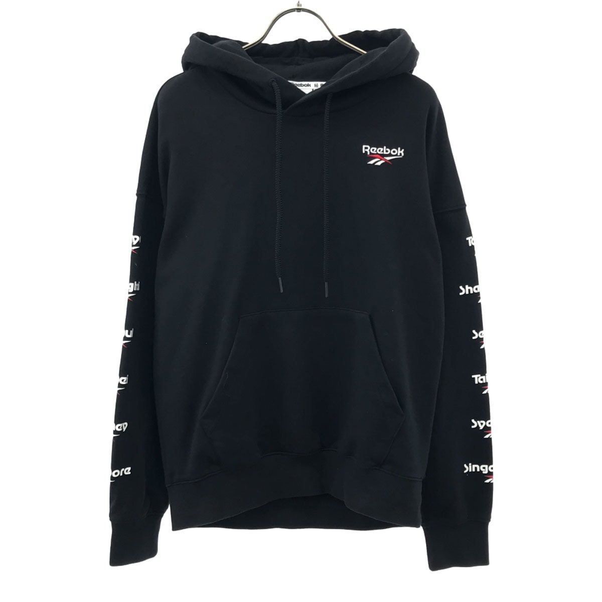 Reebok CLASSIC リーボッククラシック ロゴ刺繍 長袖 スウェットパーカー S ブラック