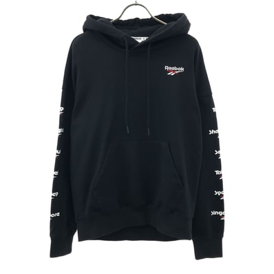 Reebok CLASSIC リーボッククラシック ロゴ刺繍 長袖 スウェットパーカー S ブラック