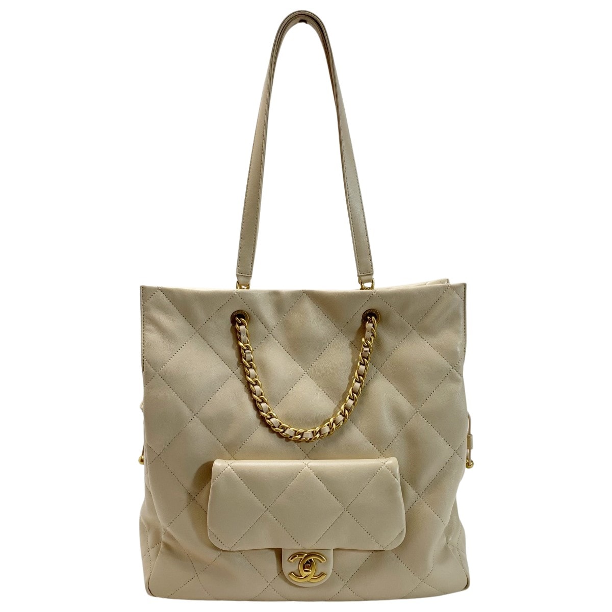 ☆☆CHANEL シャネル マトラッセ シャイニーラムスキン チェーン AS5315 ベージュ トートバッグ