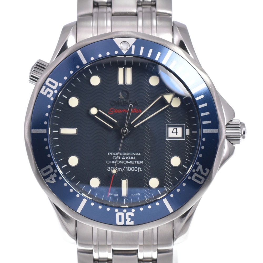 オメガ OMEGA 2220.80.00 シーマスタープロフェッショナル300M デイト CO-AXIAL ネイビー 自動巻き メンズ 保証書付き 腕時計 Q#149183