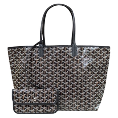 ゴヤール サンルイPM トートバッグ PVCコーティングキャンバス ブラック レディース GOYARD 中古