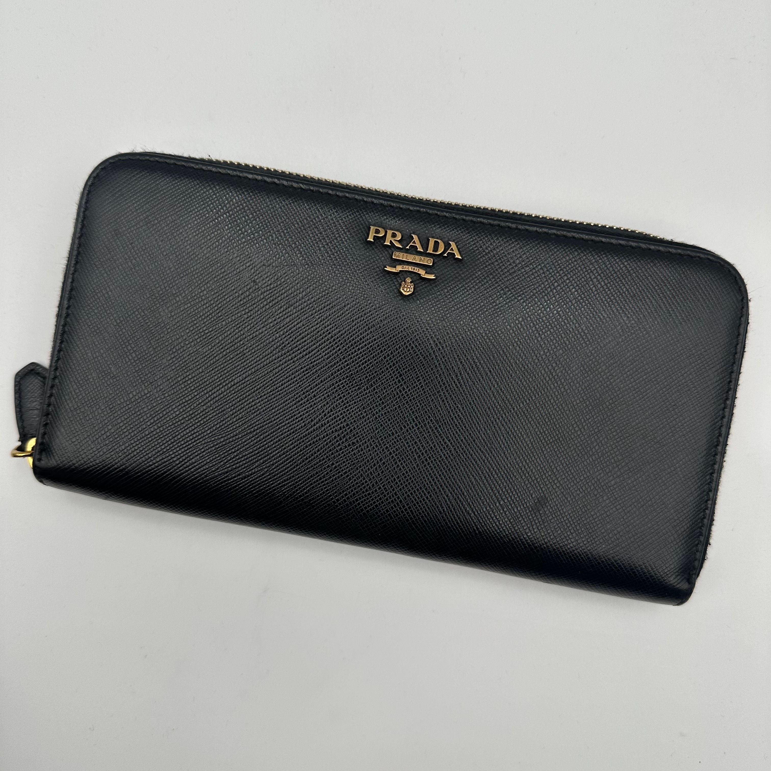 PRADA Large Saffiano Leather Wallet "Black"
