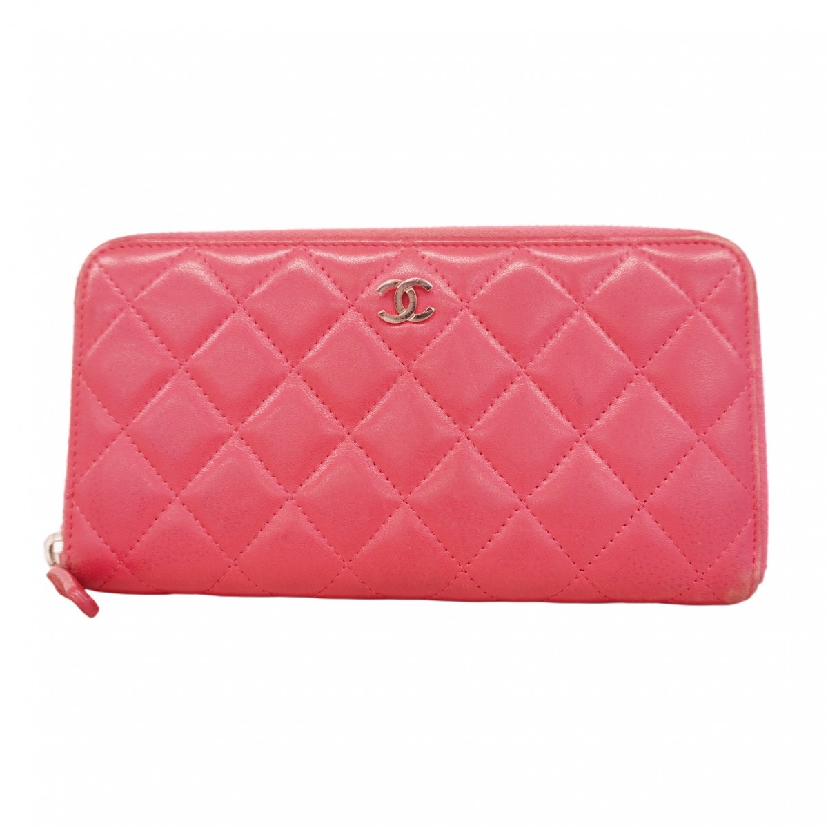 ★最終価格★SALE【6cb2597-k】シャネル 長財布 マトラッセ ラムスキン ピンク シルバー金具【中古】レディース