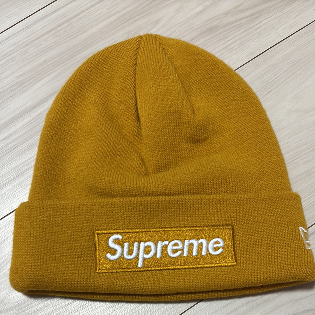 Supreme New Era® Box Logo Beanie "Light Mustard" (21FW)