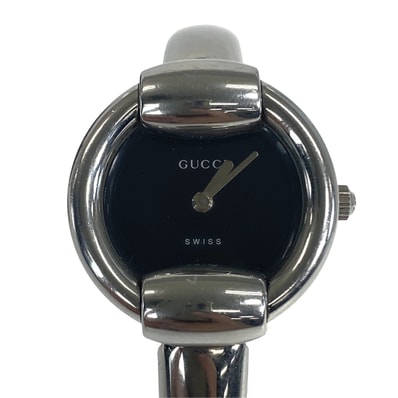 GUCCI グッチ ヴィンテージ シルバー ブラック メタル 腕時計 クオーツ 1-0289037 【中古】