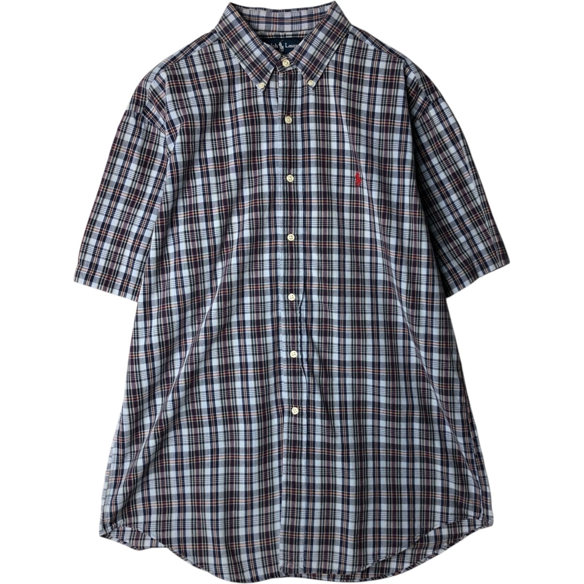 古着 ラルフローレン Ralph Lauren CLASSIC FIT クラシックフィット 半袖 ボタンダウン チェックシャツ メンズL相当/eaa477603
