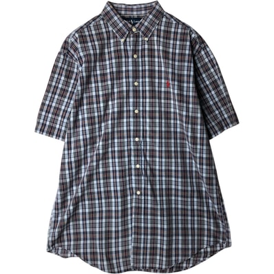 古着 ラルフローレン Ralph Lauren CLASSIC FIT クラシックフィット 半袖 ボタンダウン チェックシャツ メンズL相当/eaa477603