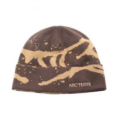 アークテリクス ARC'TERYX ロゴ刺繍 総柄 ニット帽 ニットキャップ 帽子 ポリエステル メンズ レディース ブラウン系 【中古】