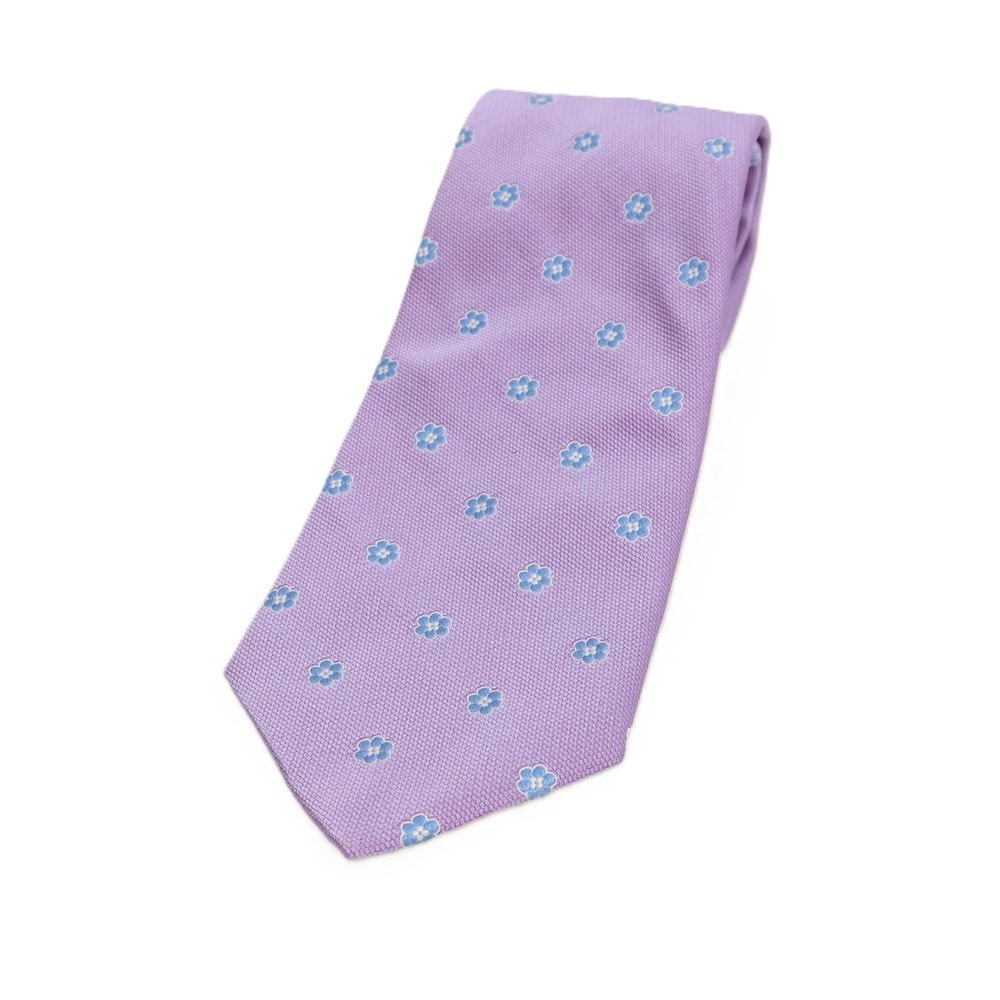 【中古】ブルックスブラザーズ Brooks Brothers Makers and Merchants シルク 花小紋柄ネクタイ ライトパープルxライトブルー【メンズ】